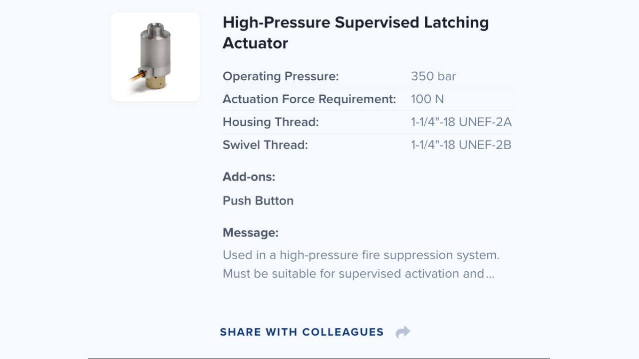 The configurator tool allows you to generate detailed custom actuator configurations, share them with your colleagues, and streamline the design process from concept to implementation.